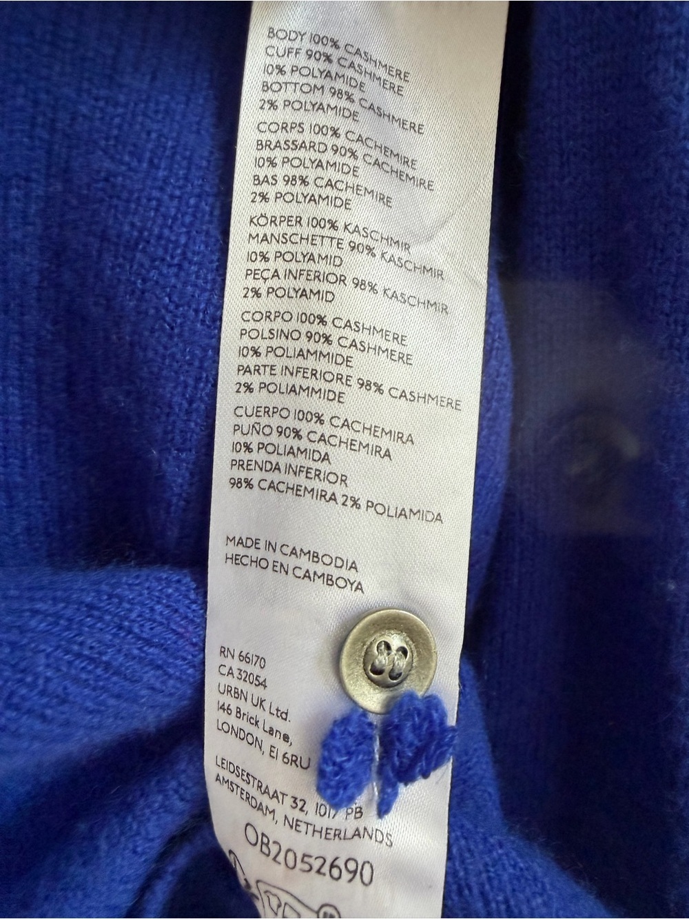 Small Anthropologie pilcro Jensen cashmere cropped collar sweater sapphire blue - Picture 10 of 14